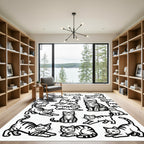 Whimsical Tabby Cat Collection Rug
