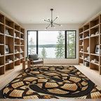 Coiled Serpent Brown Abstract Reptile Scale Rug