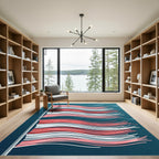 Waving Coral Red White Stripe Rug
