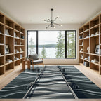 Gray Wooden Pier Waves Rug