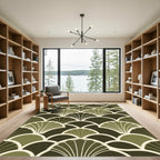 Art Deco Olive Fan Mosaic Rug