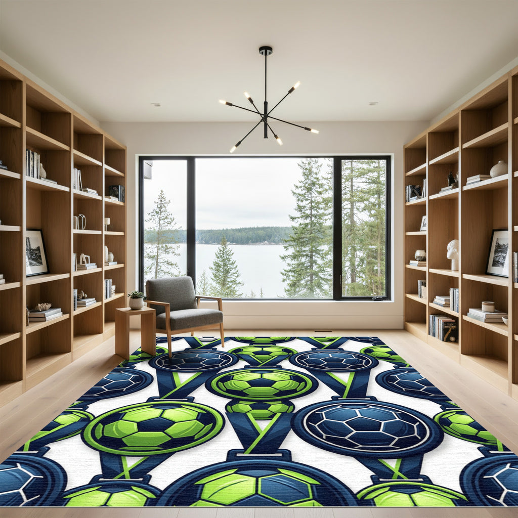 Vibrant Soccer Medal Gradient Green Rug
