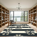 Monochrome Striped Animal Paw Rug