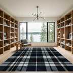 Classic Dark Gray Tartan Plaid Rug