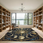 Celestial Gold Moon Phase Astronomy Art Rug