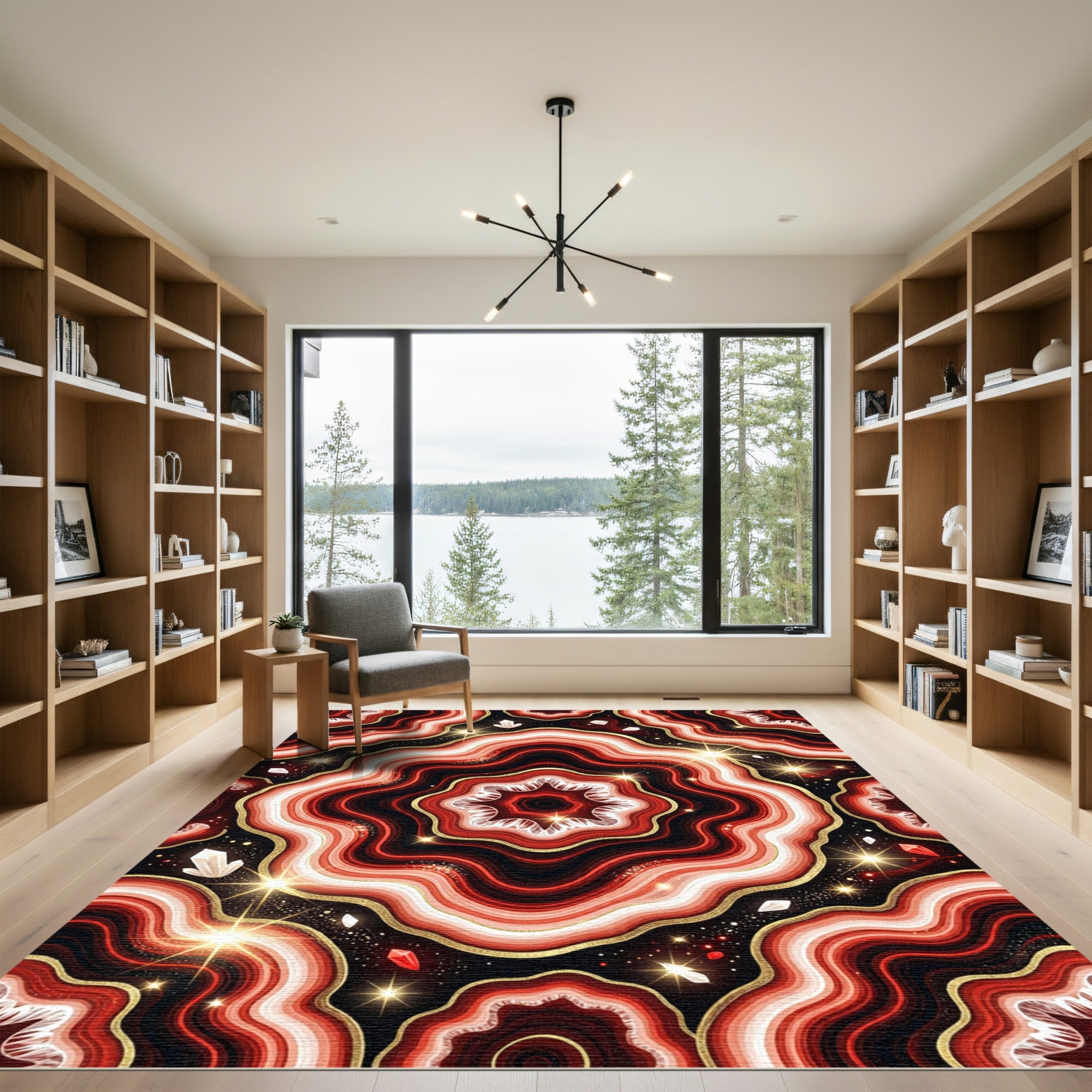 Crimson Agate With Gold Accents Rug