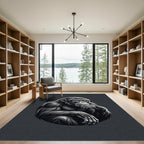 Contemplative Chimpanzee Monochromatic Charcoal Portrait Rug