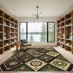 Geometric Diamond Sunburst Motif Rug