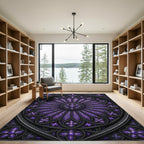 Gothic Violet Rose Window Mandala Rug