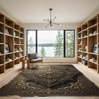 Elegant Bronze Ornate Floral Medallion Rug