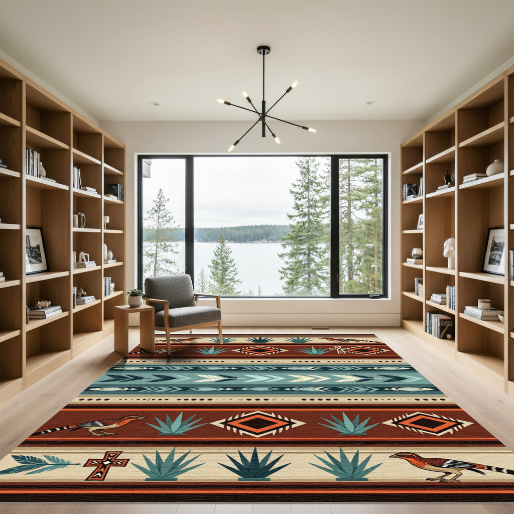 Southwestern Adobe Desert Bird Arrow Accent Rug