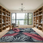 Moody Pink and Silver Tropical Palm Rug