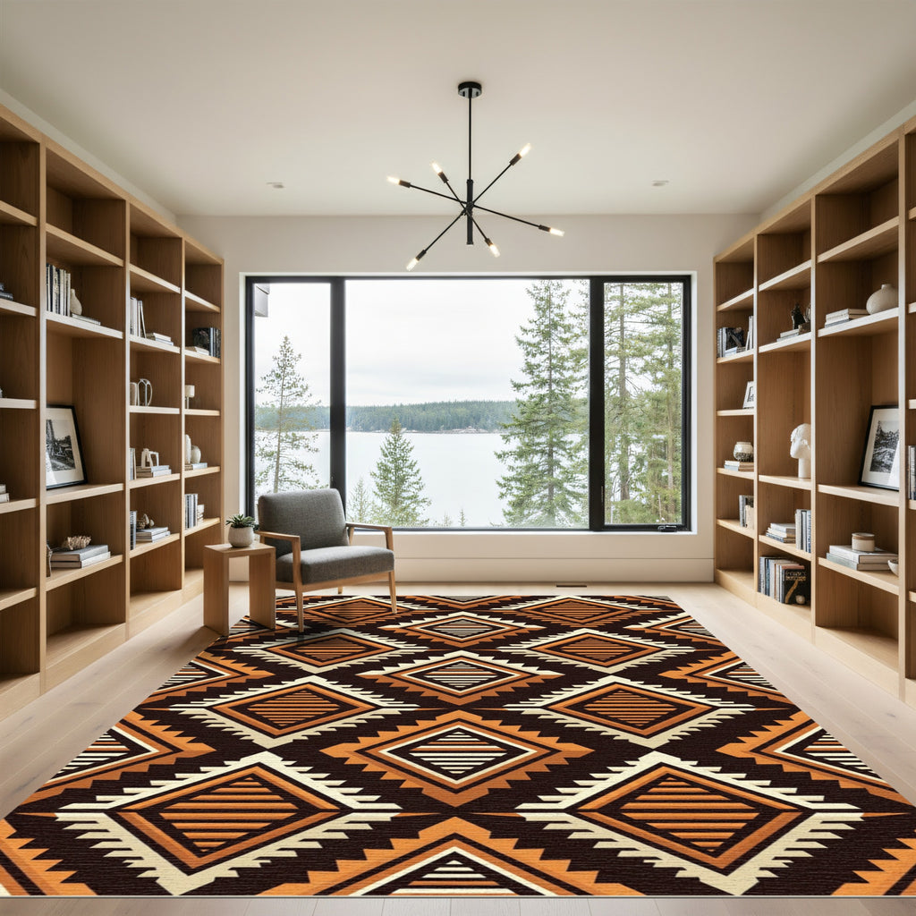 Amber Geometric Step Diamond Rug