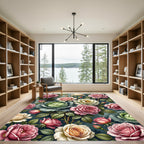 Blooming Cabbage and Rose Garden Bouquet Rug