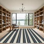 Minimalist Pencil Stripe Charcoal Cream Rug