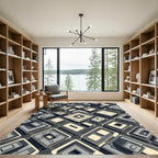 Modern Isometric Gray Urban Grid Rug