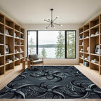 Mechanical Gray Turbine Vortex Rug