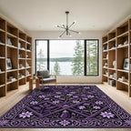 Dark Purple Floral Trellis Aubergine Rug