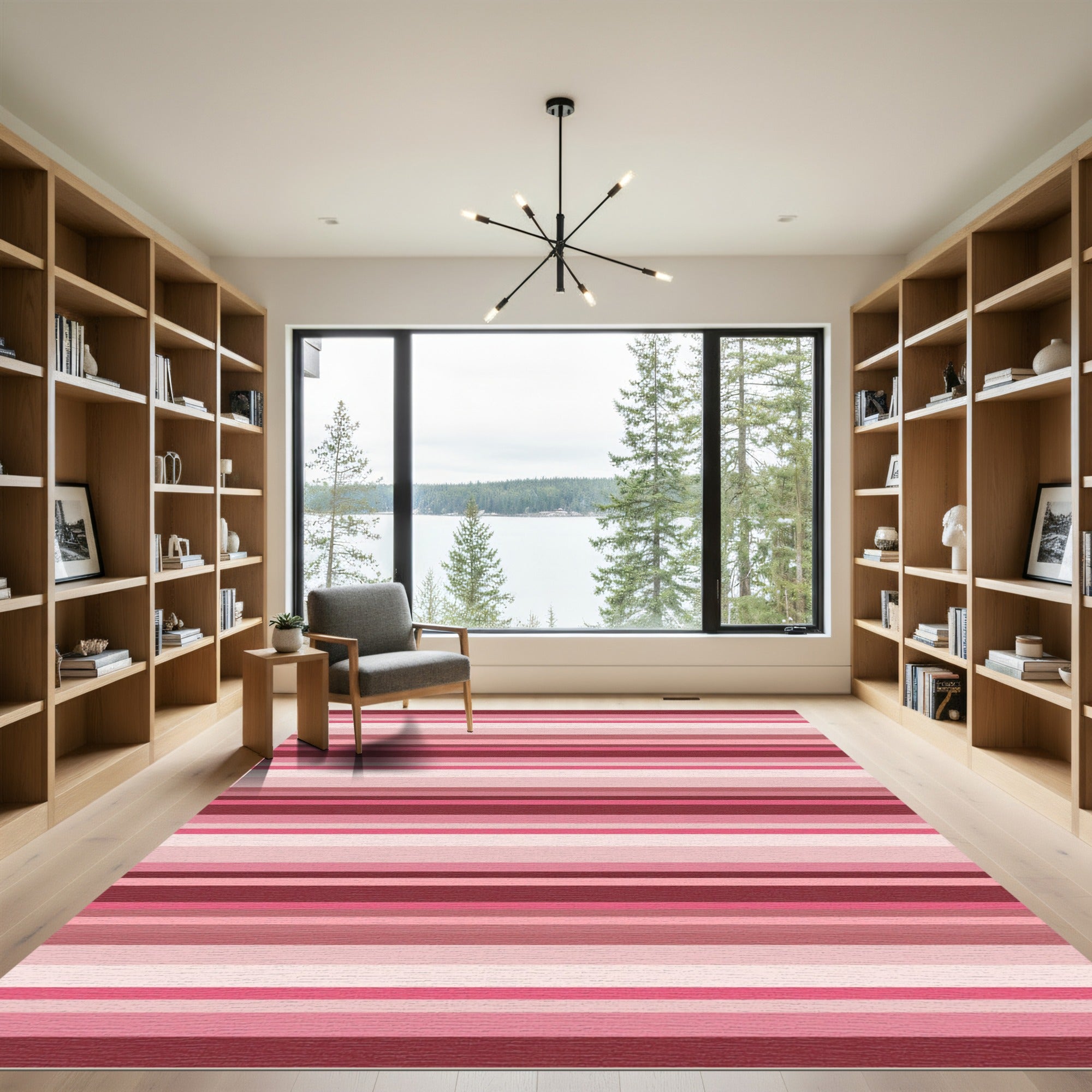 Crimson Pink Gradient Stripes Rug