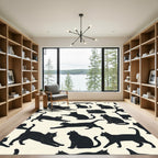 Whimsical Dark Feline Silhouette Illustration Rug