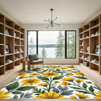 Sunny Yellow Sunflower Botanical Garden Rug
