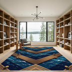 Geometric Navy Blue Coastal Pier Rug