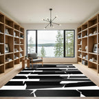 Abstract Black White Jagged Stripes Rug