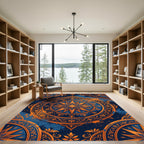 Celestial Golden Star Navy Medallion Rug