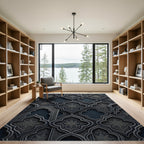 Dark Stone Arabesque Floral Trellis Rug