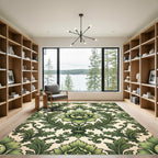 Sage Green Scroll Floral Medallion Rug