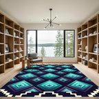 Teal Purple Gradient Diamond Pattern Rug