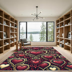 Crimson Heart Swirl Baroque Rug