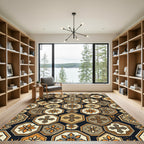 Vintage Orange Cross Floral Octagon Rug