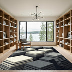 Minimalist Isometric Monochrome Layered Cube Rug