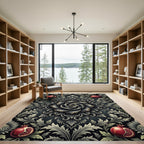 Dark Pomegranate Floral Bloom Medallion Rug