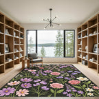 Pink Lavender Floral Garden Garland Rug