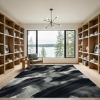 Monochrome Abstract Ink Stroke Rug