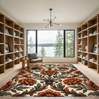 Vintage Marigold Floral Botanical Tapestry Rug