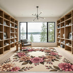 Elegant Dusty Pink Rose Dhalia Wreath Rug