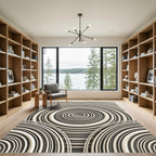 Modern Minimalist Gray Circular Concentric Rug