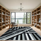 Monochrome Abstract Geometric Diagonal Stripe Rug