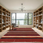 Rustic Crimson Multi-Stripe Blanket Rug