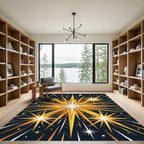 Radiant Golden Burst Celestial Art Rug