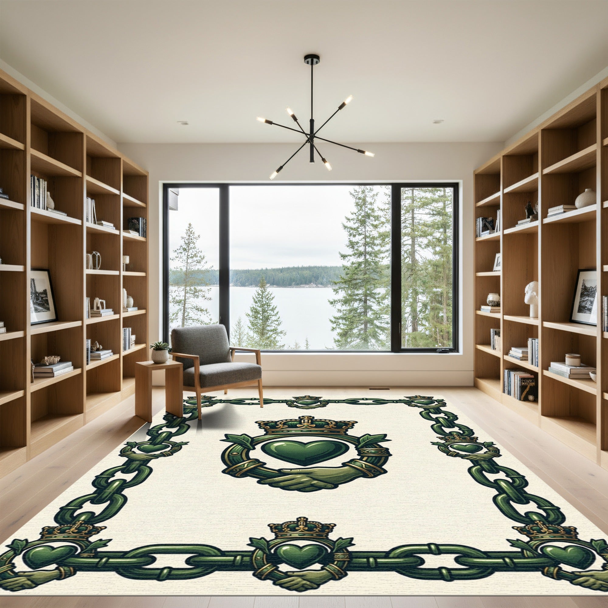 Emerald Crowned Heart Linked Chain Rug