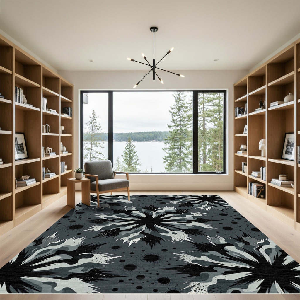 Monochromatic Spiky Floral Tonal Rug