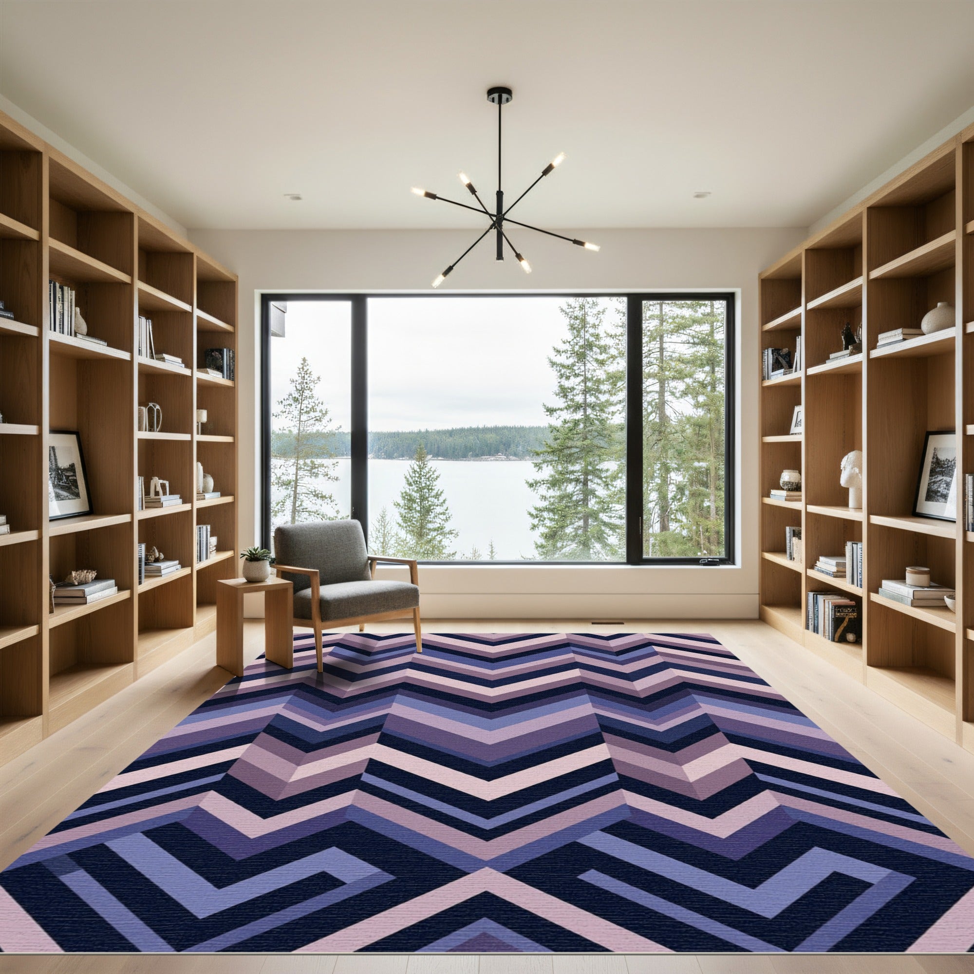 Geometric Chevron Indigo Lavender Rug