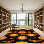 Glowing Jack-o-lantern and Spooky Bat Halloween Rug