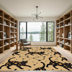 Celestial Black Cat Constellation Gold Rug
