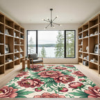 Vintage Blush Peony Botanical Illustration Rug