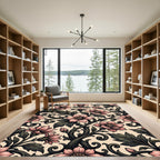 Vintage Pink Floral Scrolling Vine Rug